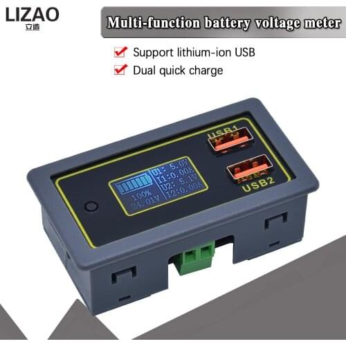 ZK-BC 4.5-32v 12v 24v Lead-acid lithium battery Voltmeter ammeter 18650 capacity tester battery monitor USB quick charger QC3.0