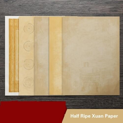 Colorful Half Ripe Batik Calligraphy Paper Chinese Xuan Paper Letterhead Chinese Retro Brush Calligraphy Paper Letterhead