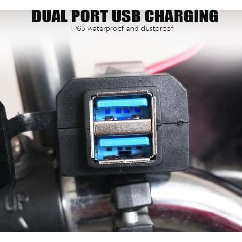 Motorbike Charger Adapter Power Supply Socket for Phone Motorcycle GPS MP4 Dual USB Port 12V