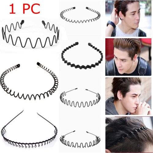 Women Men Black Alice Style Wavy Metal Head Hoop Headband Hair Styling Accessories Casual Sports Headwear