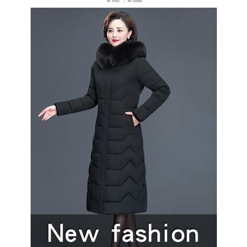 Winter Warm X-long Jacket Women Coat Fur Lining Hooded Coat Jacket Thick Oversize Cotton Padded Wadded Parkas Outwear a013