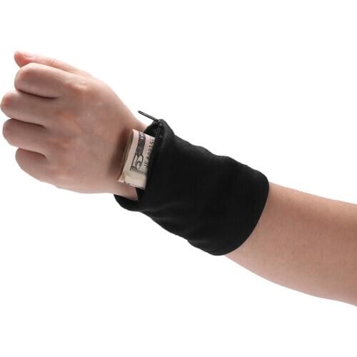 1 Pc Cotton Wristbands Sport Sweatband Zipper Wrist Wallet for Running Basketball Tennis Sweat Wrist Support Brace Wraps Guard