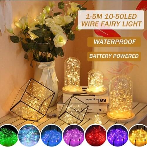 10-50LED Fairy Lights Copper Wire Battery Powered LED String Lights Christmas Garland Indoor Bedroom Home Wedding NewYear Decor