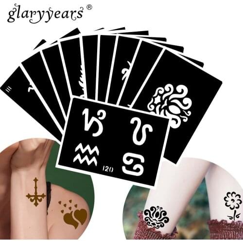 10 Pieces/Set Henna Tattoo Stencil Snake Pattern Paste Drawing Lady Body Art Tattoo Stencil Sexy Product Waterproof 2019 HN 12