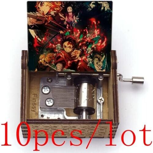 10pcs hot anime demon slayer Kimetsu no Yaiba gurenge Music Theme nezuko tanjirou Hand Music Box Wood Caixa De Musica kids gift