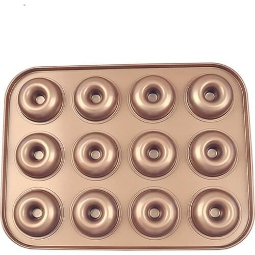 12 Cavity Easy Clean DIY Non Stick Donut Baking Pan Tray Mini Bagel Cake Thickened Carbon Steel Doughnut Muffin Pastry