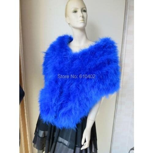 170CM*45CMGenuine Real ostrich feather fur Scarf cape /sapphire blue