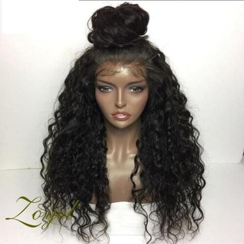 180 Density 26Inch Deep Wave Glueless Curly Lace Front Hair Wigs Natural Black Women Synthetic Frontal Wig Plucked Daily Wig