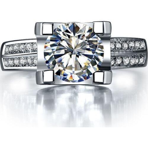 2 Carat 18K White Gold Oxhead Style Convincing Simulate Diamond Women Wedding Ring Ture Original Gold Bridal Jewelry