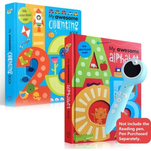 2 Books / Set My Awesome Alphabet Number English Cardboard Books Baby Kids Children Learning Educational Word Book Letter Shaped