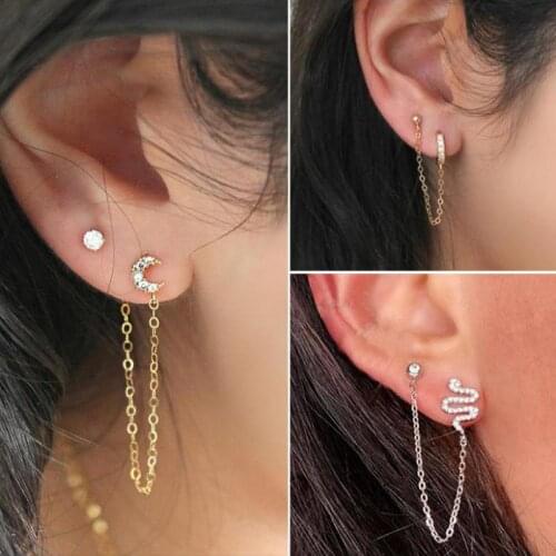 2020 New Fashion Classic Geometric Womens Earrings Charming Actress Moon Snake Style All-in-one Earrings (single)