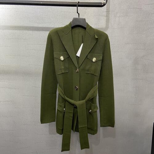 2021FW Autumn Top Quality Women Knitted Cardigan Female Casual Luxury Sweater Coat With Belts 2 Color Gdnz 8.24