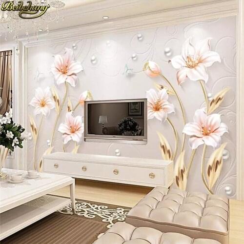 Beibehang Custom wallpaper mural embossed three-dimensional modern minimalist flower open rich modern minimalist background wall