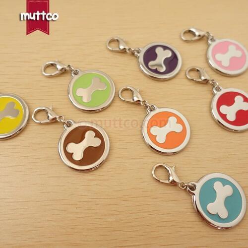 Freeshipping 30mm bone print dog tag dog id tag for pet,free shipping metal round dog name tags collar leash match dog cat charm