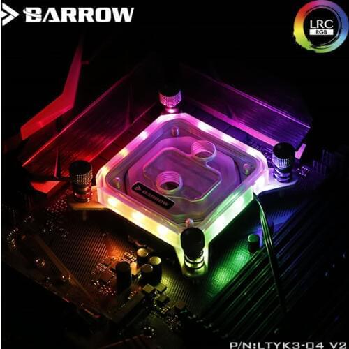 Barrow LTYK3-04-V2, For Intel Lga115x CPU Water Blocks, LRC RGB v2 Acrylic Microcutting Microwaterway Water Cooling Block