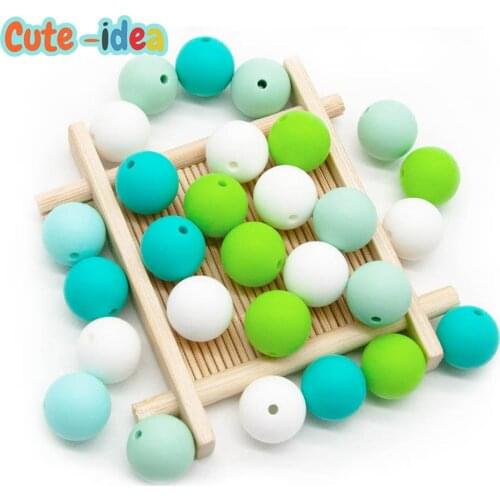 Cute-idea 20pcs Silicone Beads 12mm Food Grade Round Silicone Beads DIY Baby Pendant Necklace Silicone Teether Toy Pacifier