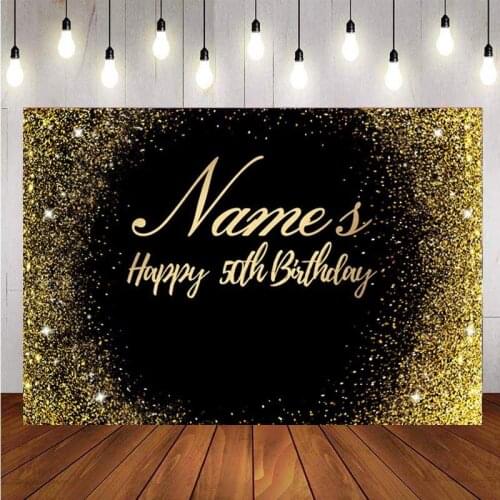 Customized Black Gold Glitter Backdrop Personalize Birthday Party Photo Background Photo Studio Prop Banner Decoration Supplies