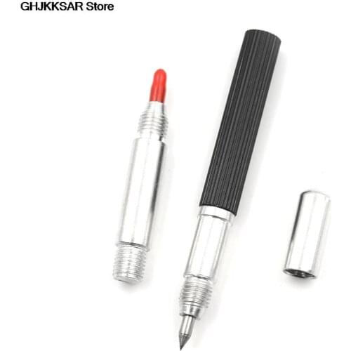 Double End Sharp Tungsten Steel Tip Scriber Clip Pen Ceramics Glass Shell Metal Construction Marking Tools