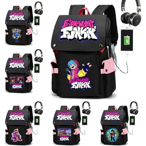 Anime backpack Friday Night Funkin Backpack Canvas School Bags for Teenage boys Girls Travel Bag Women Men Laptop Computer Bag