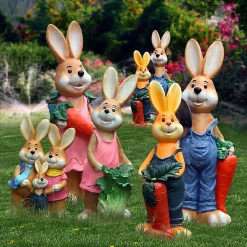 Simulation Rabbit Love Garden Decoration Garden Ornaments Resin Villa with Courtyard Decoration Cartoon Animal Sculpture