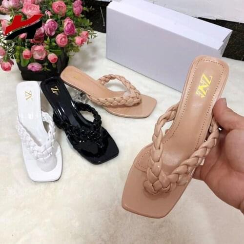 Summer Fashion Solid Color Womens Shoes Open Toe Mid Heel Outdoor Womens Sandals Casual Comfortable Slippers Plus Size