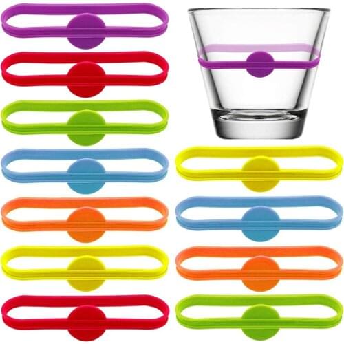 Reusable Drink Marker Wine Glass Silicone Strip Tag Marker Beverage Mark For Champagne Glasses Cocktail Strip Tag Marker