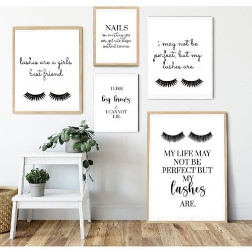 Fashion Poster Black White Wall Art Nails Prints Canvas Painting Gifts for Her Lash Wall Pictures Modern Girls Bedroom Decor