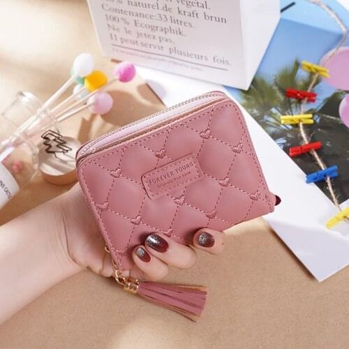 Fashion Ladies Clutch 2020 New Trendy Korean High Quality Lingge Wallet All-match Short Coin Purse Card Case