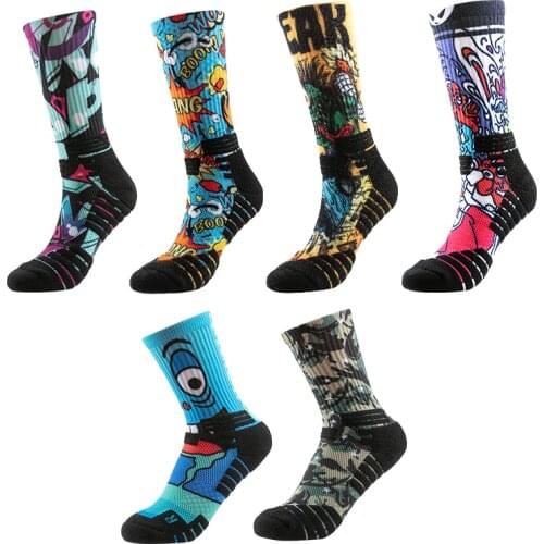 6Pairs Mens socks Basketball Sock 3D Printing Rat Fink RF Skateboard Hip Hop Funny Hombre Stocking Women Skater High Streetwear