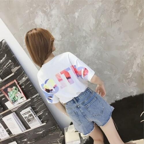 Cut Label Womens Clothing Big Brand Clearance Web Celebrity Fire CEC Short Sleeve T - Shirt Western Style Tops for Women