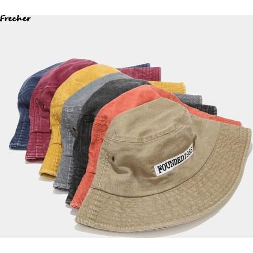 Fashion wash vintage old fisherman hat ladies Letter embroidery sun bucket hats outdoor sun basin hat tide panama hats