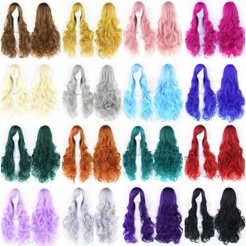 Anime Long Staight Cosplay Wig Heat Resistant Synthetic Hair Party Wigs Women Halloween Cosplay Accessories Black Blue Pink Red