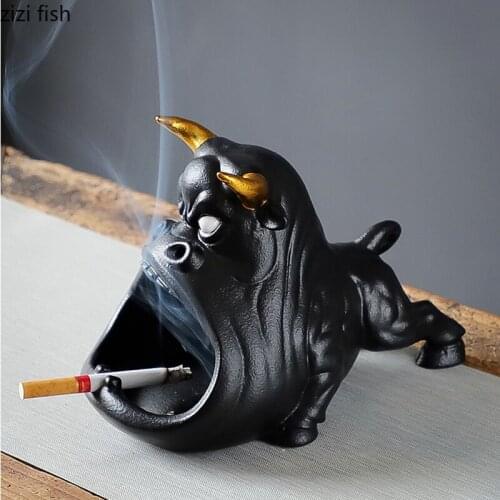 Cartoon Animal Ashtray Cattle Storage Ornaments Ash Storage Box Grocery Tray Key Plate Decorative Ashtray Home Decoration Crafts