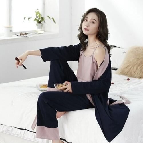 Long-sleeved maternity suits outing confinement clothes pregnant women nursing pajamas set spring sling nursing clothes