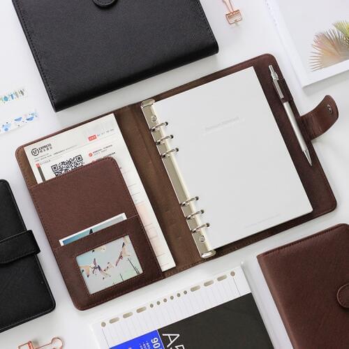 Deli Portable Notebook Loose-leaf Detachable Buckle Ring Thickening filofax A5 Business Notebook Stationery Office A6 Workbook