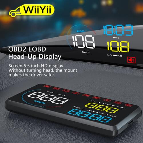 Newest Head Up Display Car OBDII EUOBD Windshield Projector HUD Shift Reminder Water Temp RPM fuel consumption speed alarm