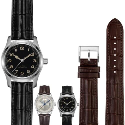 20mm 22mm Genuine Leather Watch Strap Rivet Men Replacement Bracelet Wrist Band for Hamilton Khaki Aviation H70605731/H32705521