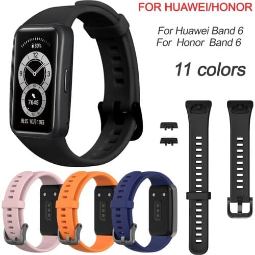 Silicone Watch Strap for Huawei Band 6 Sport Watchband for Honor Band6 Bracelet Smartwatch Replacement Wristband Accessories