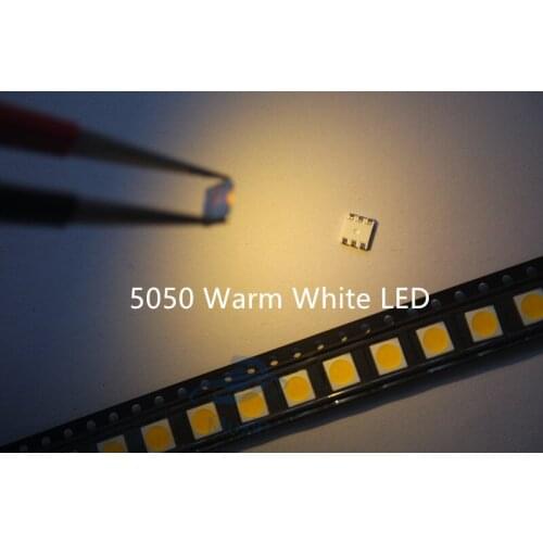 SMD LED Diode 5050 Warm White 1000pcs 15-18LM 60mA DC 3V Ultra Bright Light Emitting Diode Lamp SMT Surface Mount Bead for PCB