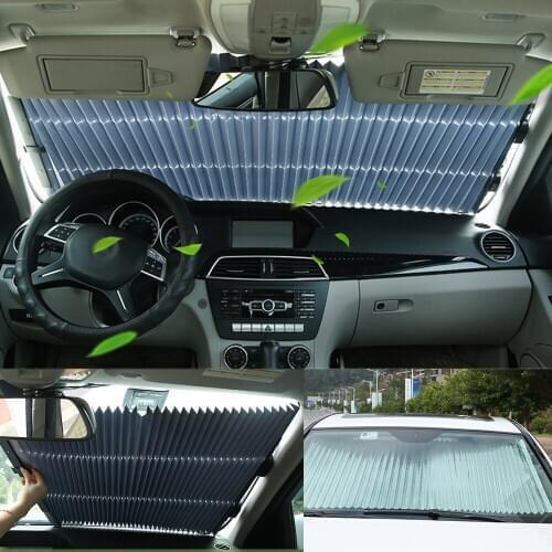 Car Window Sunshade Retractable Foldable Windshield Sunshade Cover Shield Curtain Auto Car Accessories Sun Shade Block Anti-UV