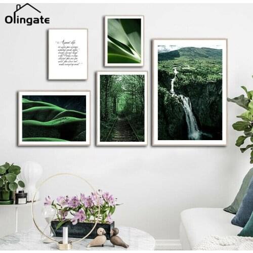 Modern Green Mountain Tree Forest Wall Art One Piece Canvas Painting Nordic Posters and Prints Wall Pictures Home Decor Gift
