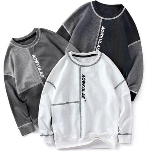 Children Sweatshirt Fashion Splicing Design Kids Knitted Long Sleeve Hoodies For Teen Boy 5-14 Years T-Shirt FM041