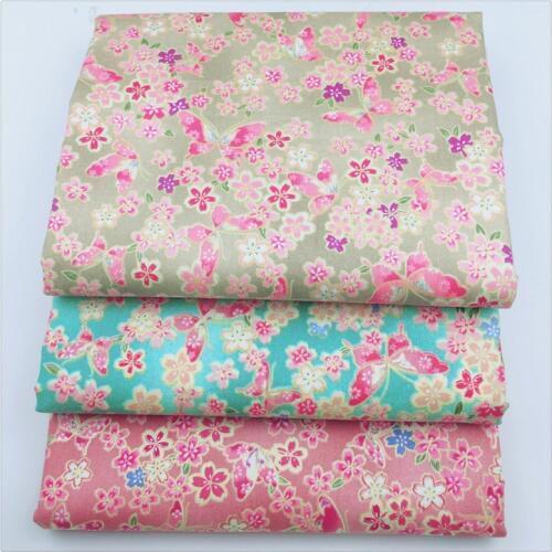 Syunss 3 Colors Floral Printed Cotton Fabric for decoration Diy Sewing Patchwork Cushions Bedding Textile And Quilting Crafts
