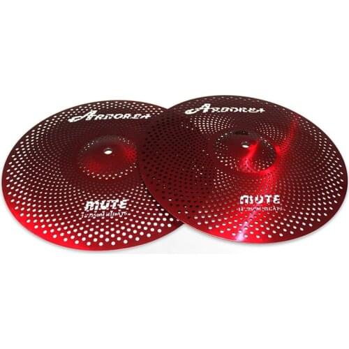Arborea low volume cymbal Red Mute Cymbal 14'' hihat Cymbal for Drummer practice