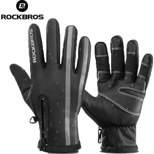 ROCKBROS Winter Touch Screen Cycling Gloves Warm Rainproof Full Finger Mtb Road Bike Gloves Windproof Thermal Mitten For Bicycle