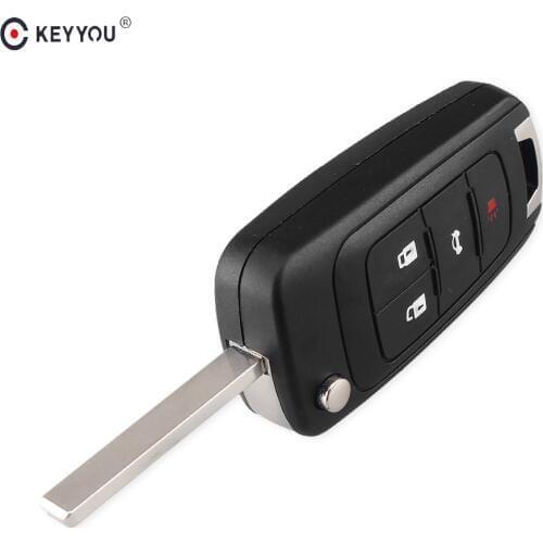 KEYYOU Replacement 4 Buttons Flip Folding Remote Key Shell For Buick GMC LaCrosse Regal Verano Encore Allure Key HU100 Blade