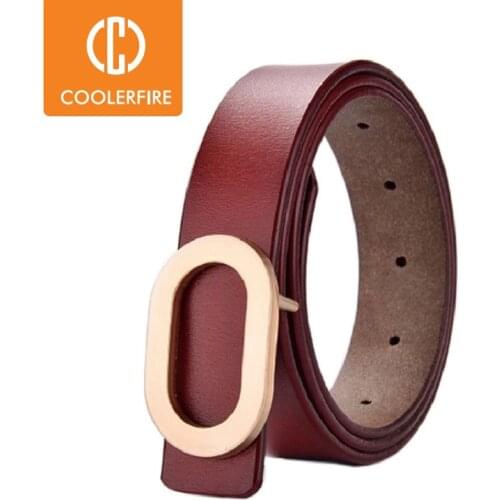 Women Belts Genuine Leather Designers Famous Brand Fashion Alloy Ring Circle Gold Buckle Girl Jeans Dress Wild Belts LD033