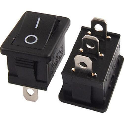 10pcs AC 6A/250V 10A/125V 3 Pin ON/ON 2 Position SPDT Snap-in Boat Rocker Switch