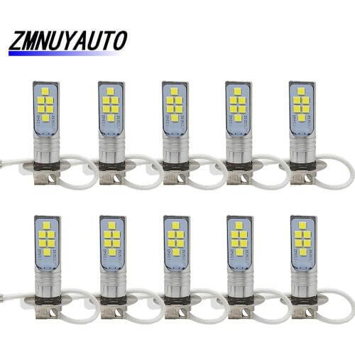10PCS H3 Led Lamp Car Fog lights 12 3535SMD Daytime Running Light h3 Auto Bulbs 6000K White 12V Automotivo