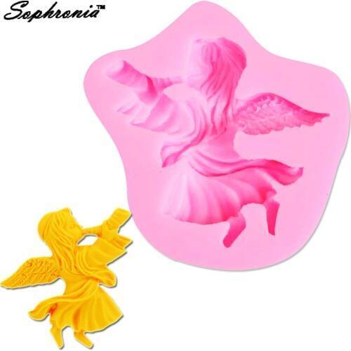 10PCS/SET Angel Girl Horn shape Chocolate Candy Jllo 3D silicone Mould Cartoon Figre Mold Sugar craft Cake Decoration F1070